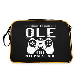 Ole Gaming Konsole PC Gamer Geschenk - Retro Tasche - Schwarz/Gold - Hinten
