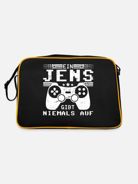 Jens Gaming Konsole PC Gamer Geschenk - Retro Tasche - Schwarz/Gold - Hinten