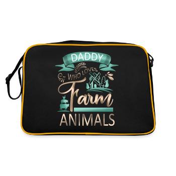Papa, der Nutztiere liebt - Kuhschwein-Ziegenliebhaber - Retro Tasche - Schwarz/Gold - Hinten