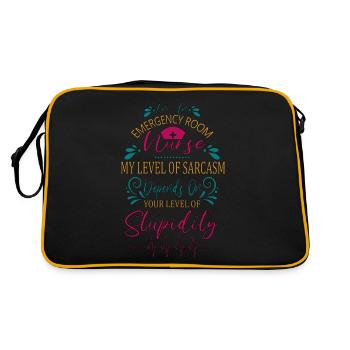 Funny ER Nurse My Level Of sarcasm Funny Nurse - Retro Bag - black/gold - Back