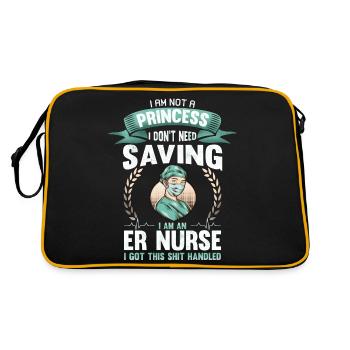 Lustige ER-Krankenschwester Ich bin keine Prinzessin Krankenschwester Sarkasmus - Retro Tasche - Schwarz/Gold - Hinten