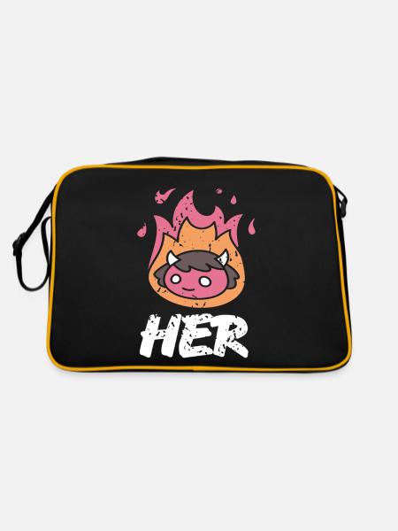 HER Cute Retro Burning Halloween Demon For Her - Retro Tasche - Schwarz/Gold - Hinten
