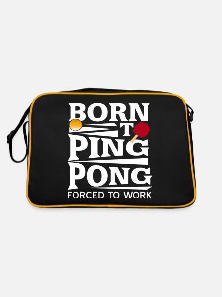 Born To Ping Pong Forced To Work Table Tennis - Retro Bag - black/gold - Back