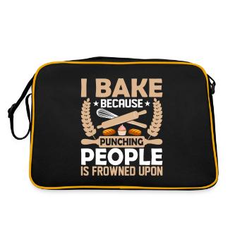 I Bake Because Punching People Is Frowned Upon Bak - Retro Bag - black/gold - Back