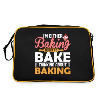 I'm Either Baking About To Bake Thinking About Bak - Retro Tasche - Schwarz/Gold - Hinten