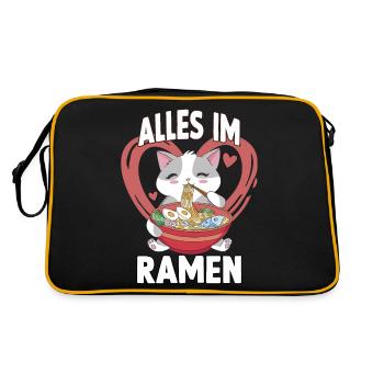 Alles im Ramen süßes Katzen Spruch Motiv Katzen - Retro Tasche - Schwarz/Gold - Hinten