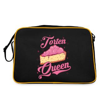 Torten Queen Bäckerin Torten Konditor - Retro Tasche - Schwarz/Gold - Hinten