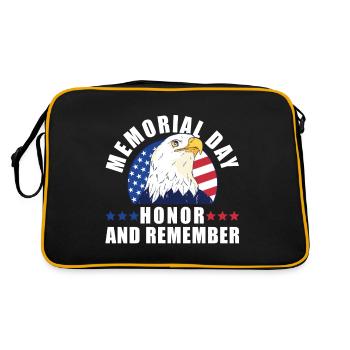 Memorial Day Honor And Remember Bald Eagle - Retro Tasche - Schwarz/Gold - Hinten