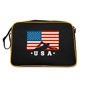 USA Sort Swimming American Flag Swimmer - Retro Tasche - Schwarz/Gold - Hinten