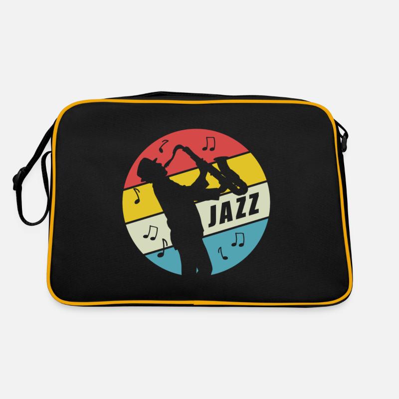 Choir Music Lover Singing Nerd Saxophone Jazz - Retro Tasche - Schwarz/Gold