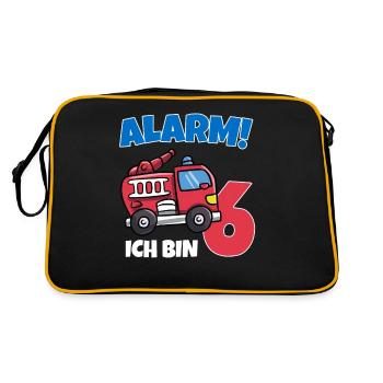 Geburtstagsshirt 6 Jahre Feuerwehr Geschenke - Retro Tasche - Schwarz/Gold - Hinten