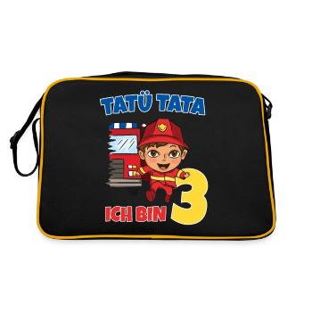 3. Kindergeburtstag Feuerwehrauto Dreijähriger - Retro Tasche - Schwarz/Gold - Hinten