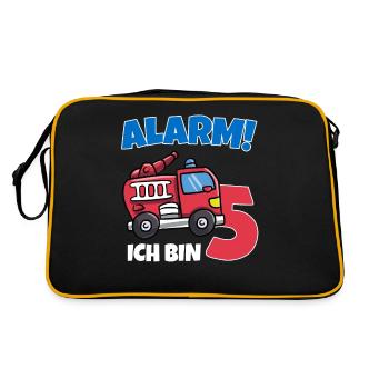 Geburtstagsshirt 5 Jahre Feuerwehr Geschenke - Retro Tasche - Schwarz/Gold - Hinten
