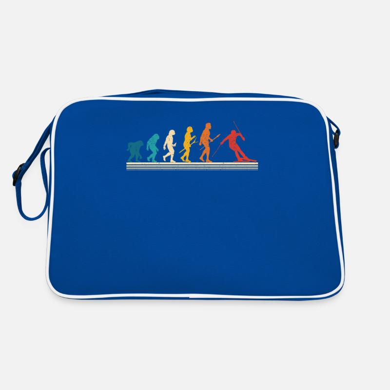 Skiing Human evolution Funny skis Retro Bag