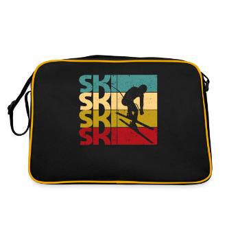 Ski Retro Vintage Skiing Silhouette Skier - Retro Bag - black/gold - Back