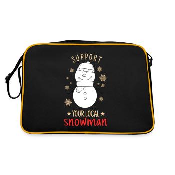 Unterstützen Sie Ihren lokalen Schneemann lustigen Weihnachtspyjama - Retro Tasche - Schwarz/Gold - Hinten