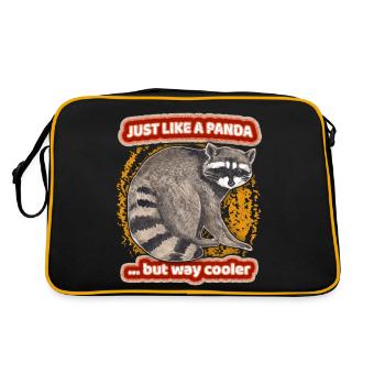 Panda-Spruch, Pandabär, Waschbär-Racoon Spruch - Retro Tasche - Schwarz/Gold - Hinten