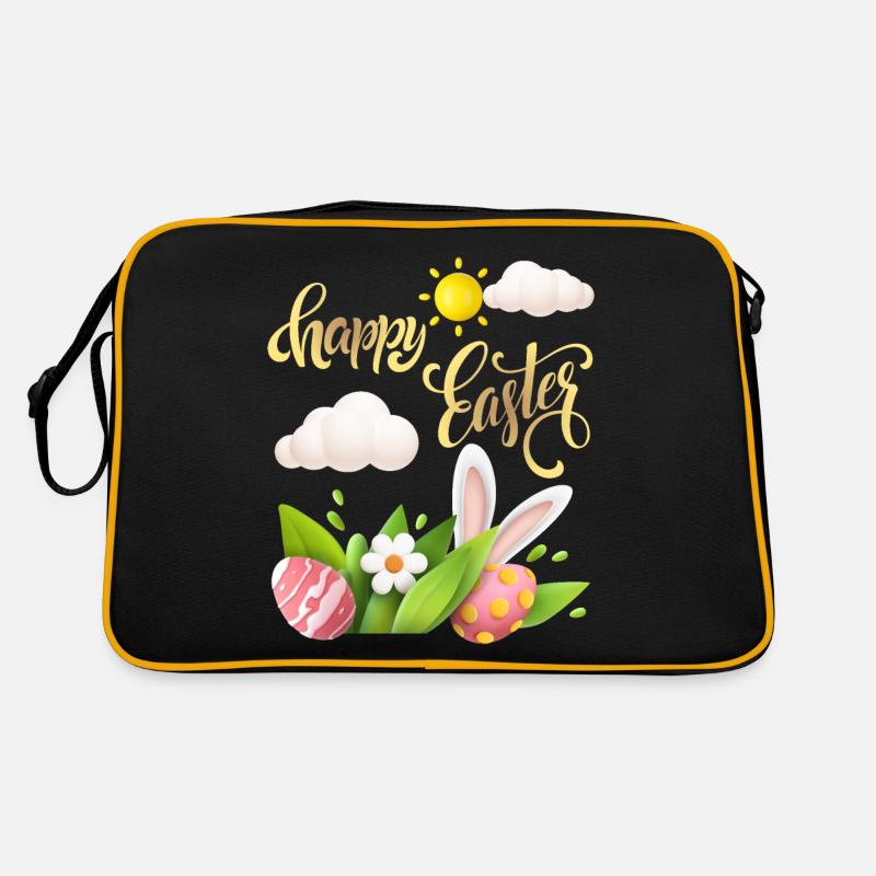 Calligraphie joyeuse-pascale, oeuf de Pâques, joyeuses Pâques Sac Retro