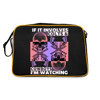 Wilder Westen Wildwest Filme lustiger Spruch Skull - Retro Tasche - Schwarz/Gold - Hinten