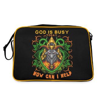 Baphomet, occult deity, Illuminati - Retro Bag - black/gold - Back