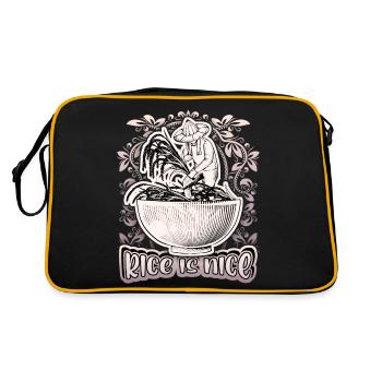 Rice, rice bowl, rice farmer, saying - Retro Bag - black/gold - Back