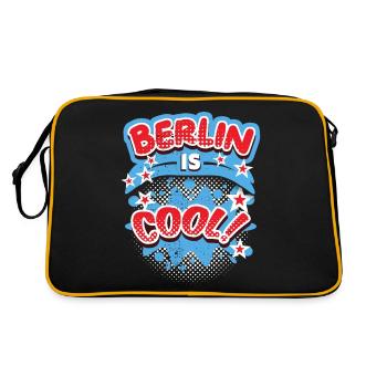 Berlin-Deutschland, Berlin-Design, Berlin-Spruch - Retro Tasche - Schwarz/Gold - Hinten