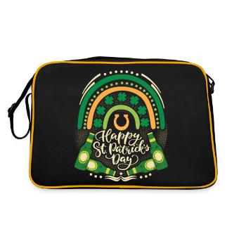 St Patrick's Day Beer Drinker, Irish, Rainbow - Retro Bag - black/gold - Back