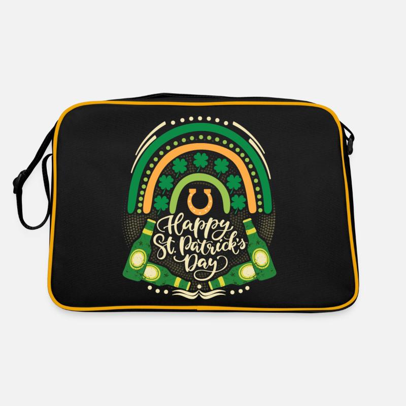 St Patricks Day Biertrinker, irisch, Regenbogen Retro Tasche
