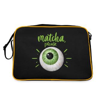 Thé vert, thé matcha, design amusant avec les yeux - Sac Retro - noir/or - Dos