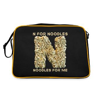 Noodles, pasta, funny saying, noodles quota - Retro Bag - black/gold - Back