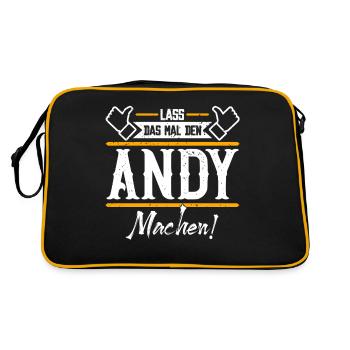 Andy Geschenkidee Geschenk Geburtstag - Retro Tasche - Schwarz/Gold - Hinten
