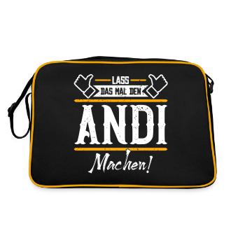 Andi Geschenkidee Geschenk Geburtstag - Retro Tasche - Schwarz/Gold - Hinten