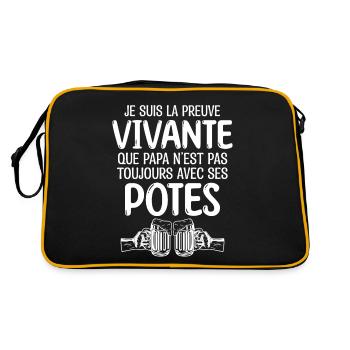 Bière | papa aime la bière - Sac Retro - noir/or - Dos