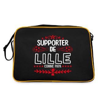 supporteur de Lille - fan de lille comme papa !! - Sac Retro - noir/or - Dos