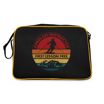 Skireise Skifahrer Apres Ski Instructor Erste - Retro Tasche - Schwarz/Gold - Hinten