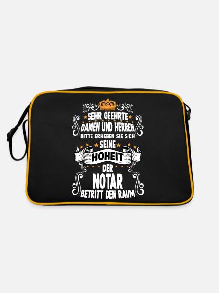 Notar T witziges Spruch Motiv Notar - Retro Tasche - Schwarz/Gold