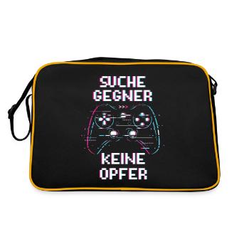 Suche Gegner Keine Opfer PS - Retro Tasche - Schwarz/Gold - Hinten