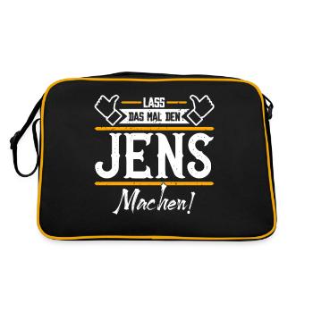 Jens Geschenkidee Geschenk Geburtstag - Retro Tasche - Schwarz/Gold - Hinten