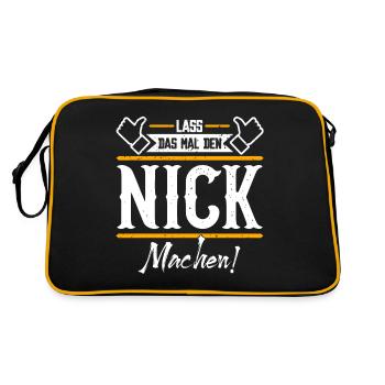 Nick Geschenkidee Geschenk Geburtstag - Retro Tasche - Schwarz/Gold - Hinten