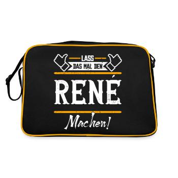Rene Geschenkidee Geschenk Geburtstag - Retro Tasche - Schwarz/Gold - Hinten