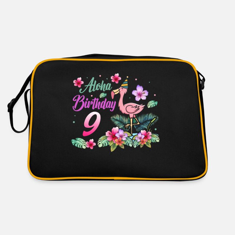 Aloha Geburtstag 9 Flamingo Vogel 9. Geburtstag Retro Tasche