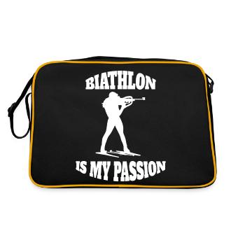 Biathlon Skifahrer Wintersport Biathlet Geschenk - Retro Tasche - Schwarz/Gold - Hinten