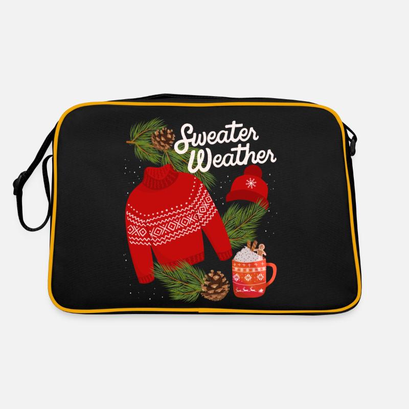 Sweater-Weather, lustiger Spruch, Winter, Pullover Retro Tasche
