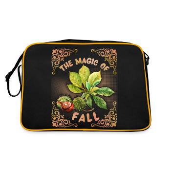 Autumn, Fall, Autumn, Chestnut leaves, Chestnut leaves - Retro Bag - black/gold - Back