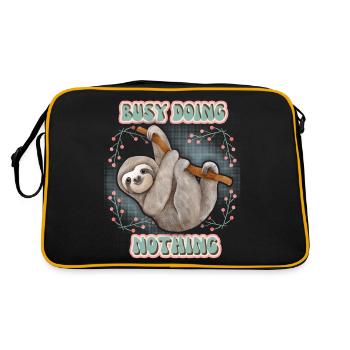 Sloth, Sloth, funny saying Doing-Nothing - Retro Bag - black/gold - Back