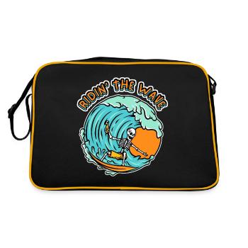 Drôle de surfeur, surf, crâne, dire surf - Sac Retro - noir/or - Dos