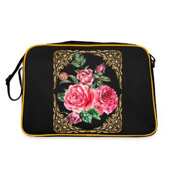Rose Aquarelle Vintage Roses Botanically Gold Cadre - Sac Retro - noir/or - Dos