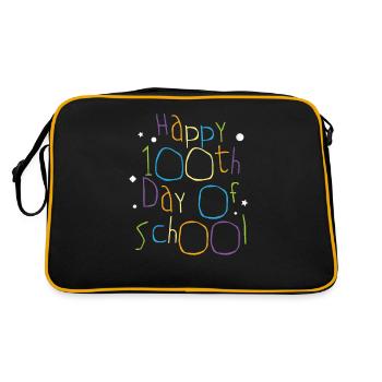 Happy 100th Day of School Students Teacher School - Retro Bag - black/gold - Back
