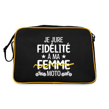 Motard Moto fan de moto | Motard !! - Sac Retro - noir/or - Dos