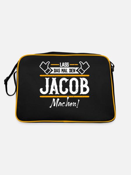 Jacob Geschenkidee Geschenk Geburtstag - Retro Tasche - Schwarz/Gold - Hinten